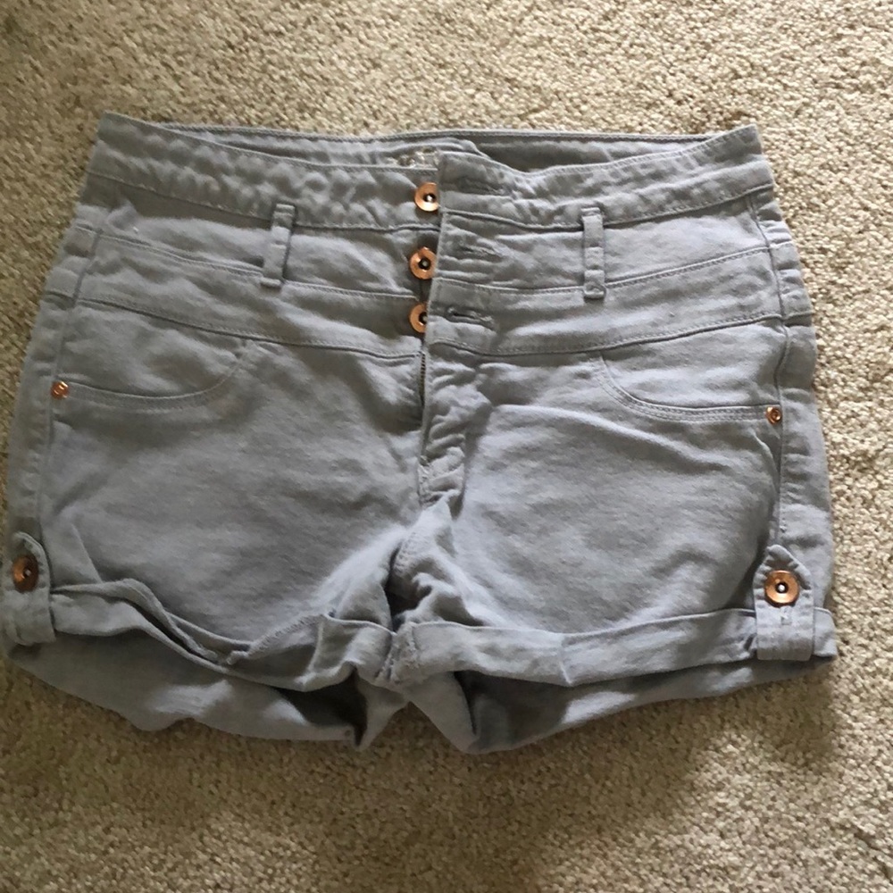 Juniors high waisted gray shorts
